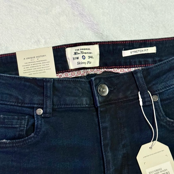 Ben Sherman Dark Denim Skinny Fit Jeans 31x34 *NWT* - Picture 5 of 5